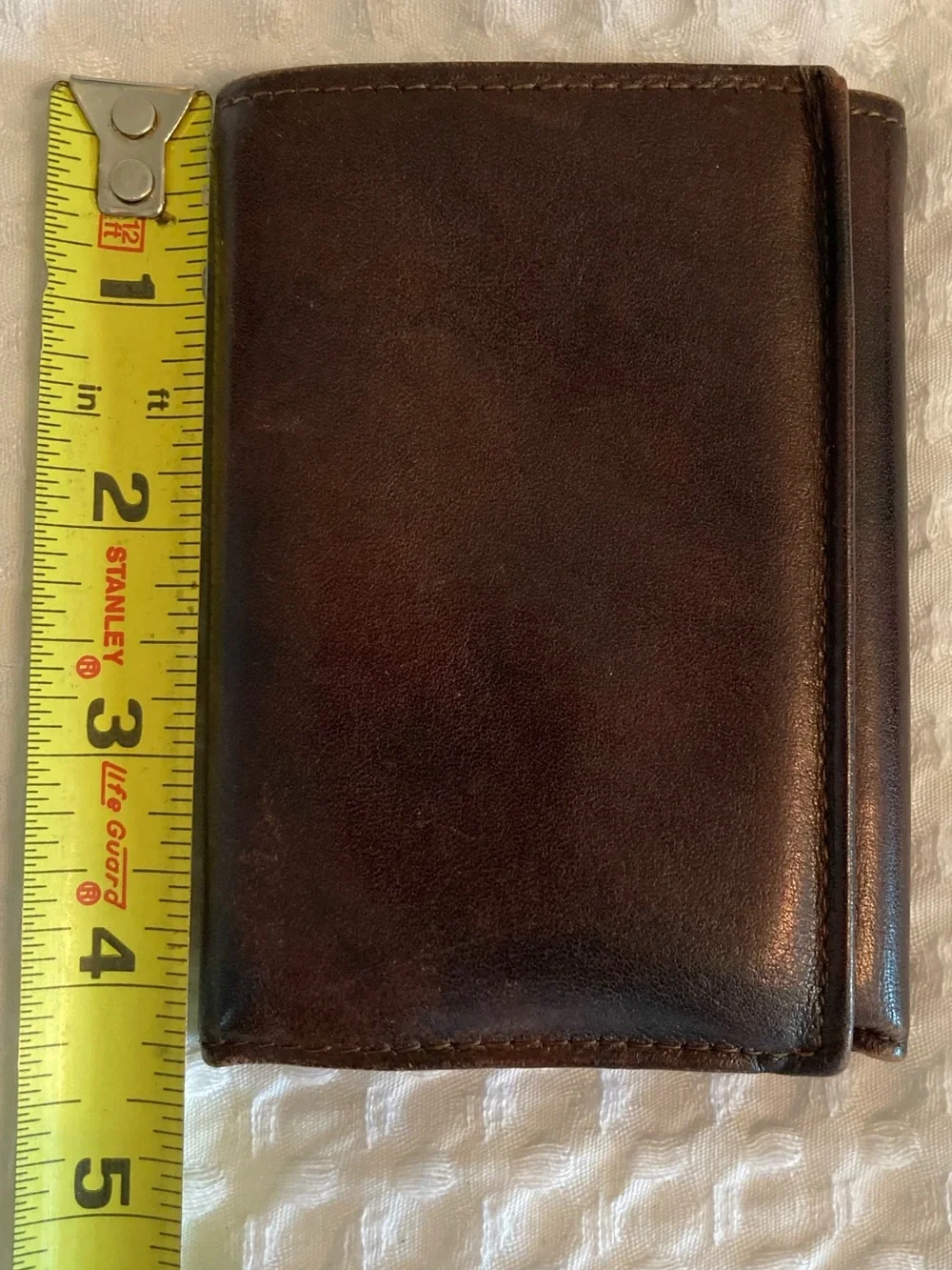 VTG ROLFS COWHIDE Brown Leather Tri Fold Wallet with ID Window